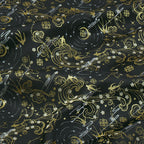 Falling Flowers, Flowing water, the Moon, and Swallows (Blue Gold) Song Brocade Fabric