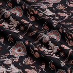 Three Rabbits Weaving Dreams (Black) Song Brocade Fabric