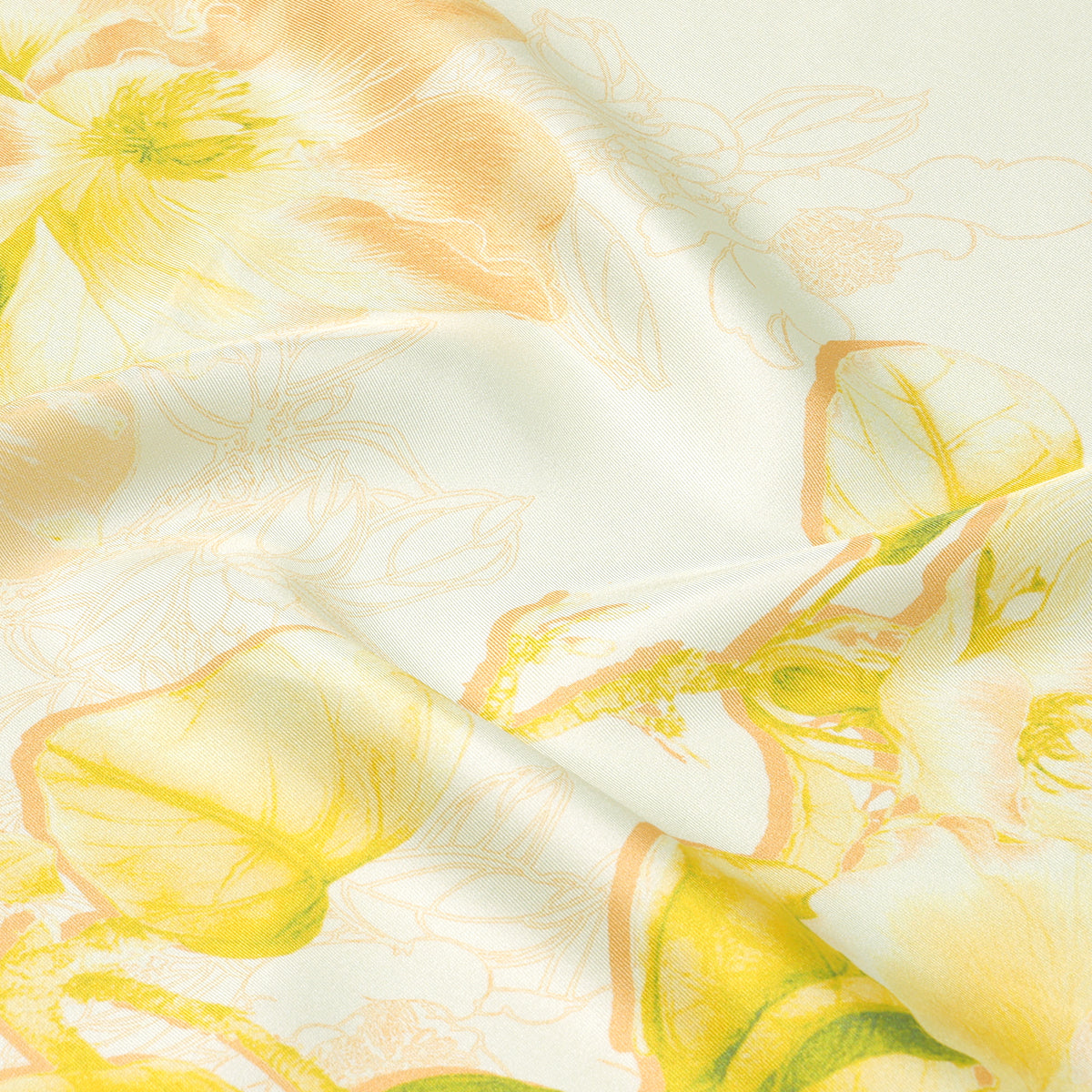Golden Magnolia Herald the Spring Square Mulberry Silk Scarf