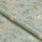 Deer and Bamboo in Harmony (Blue Gold Waving) Song Brocade Fabric