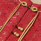 Red Ice-Crack Plum Blossom Song Brocade Silk Vest