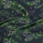 Birdsong in the Spring Mountains (Dark Green Base) Song Brocade Fabric