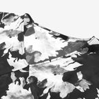 Ink-style Floral Stationery Crepe De Chine V-neck Dress