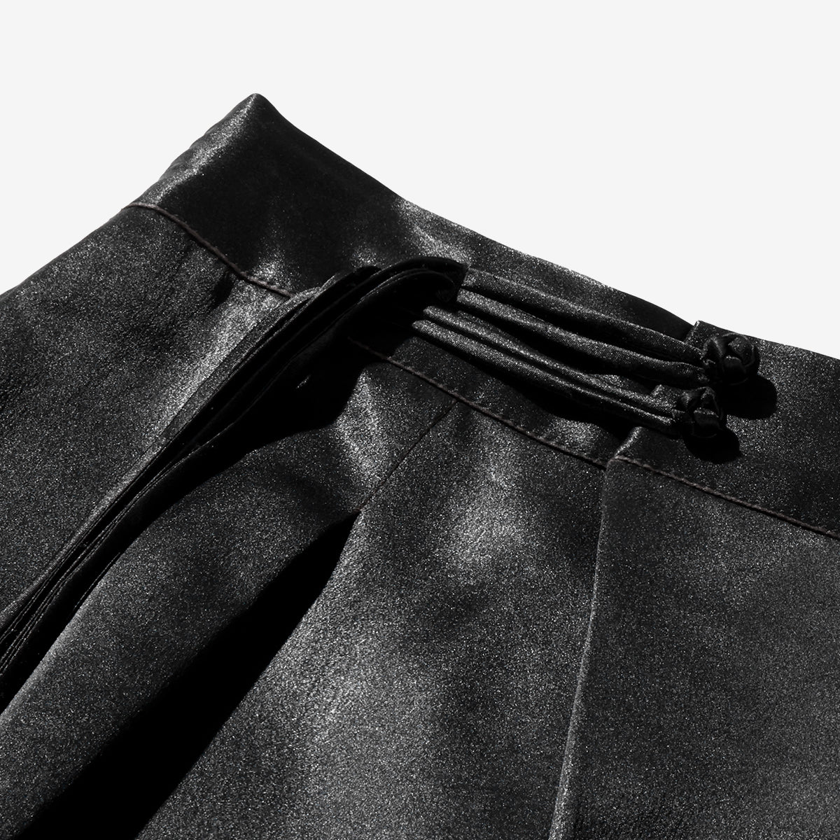 Xiangyunsha Silk Tassel Wide-Leg Trousers - Original Color Plain Crepe Satin