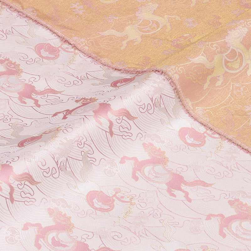 Wealth upon the Horse (Pink) Song Brocade Fabric