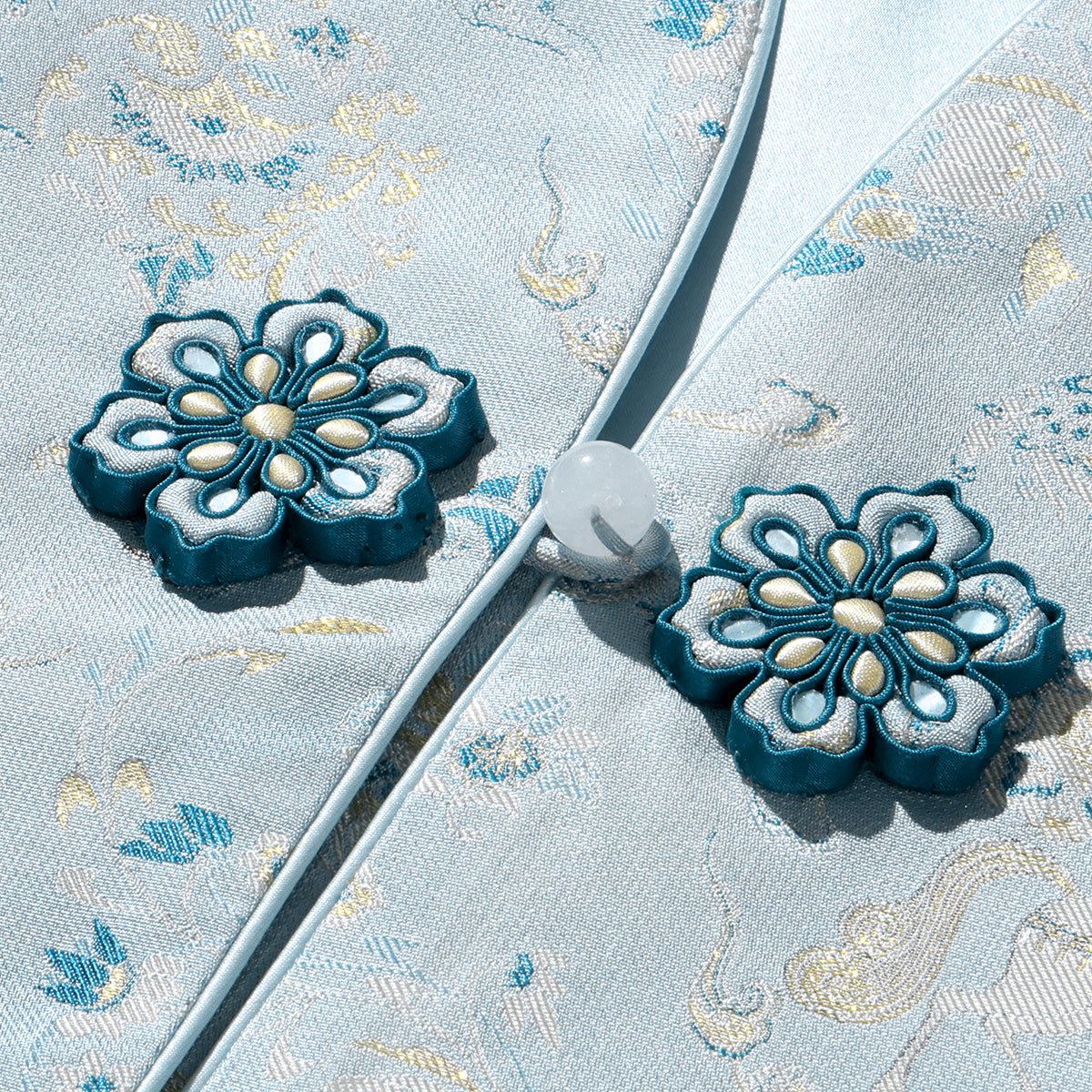 Song Brocade Silk Top - Auspicious Steeds & Flourishing Blossoms