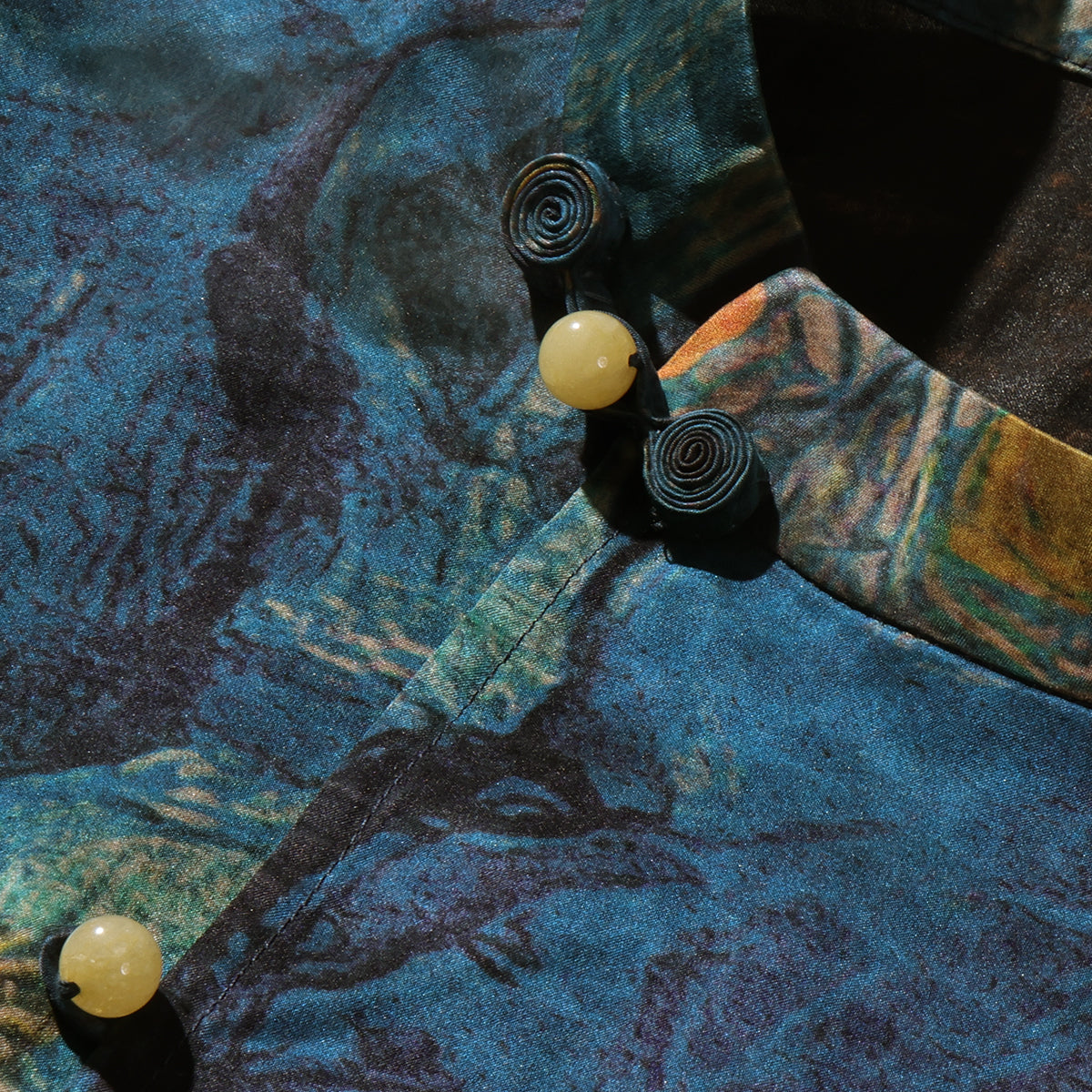 Xiangyunsha Silk Flutter-Sleeve Top - Blue Starry Sky