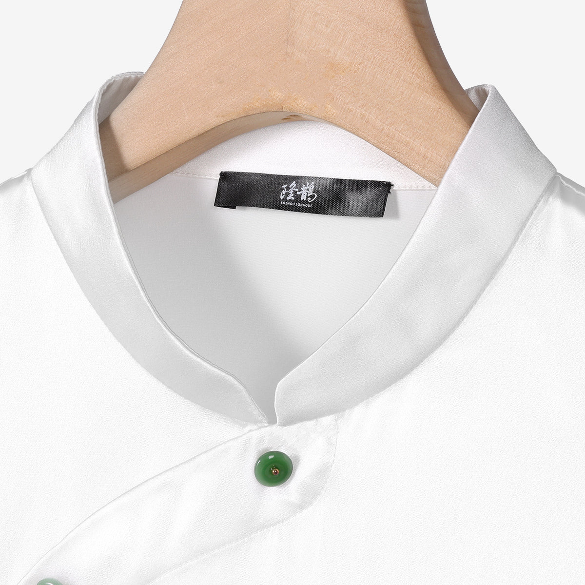 White Heavy Satin Side-fastening Blouse