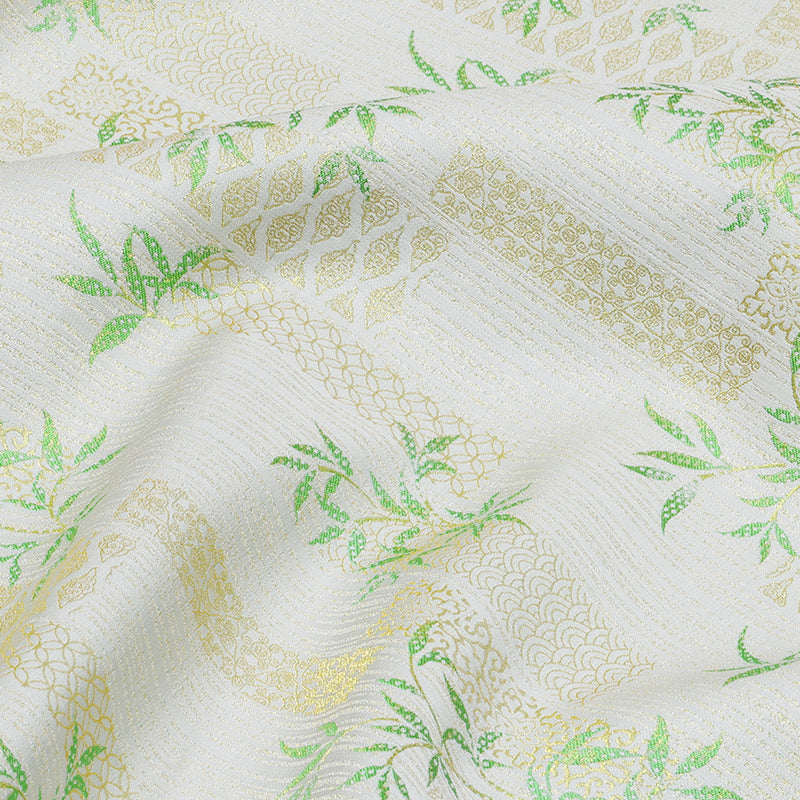 Wind and Polygonatum odoratum (Green) Song Brocade Fabric
