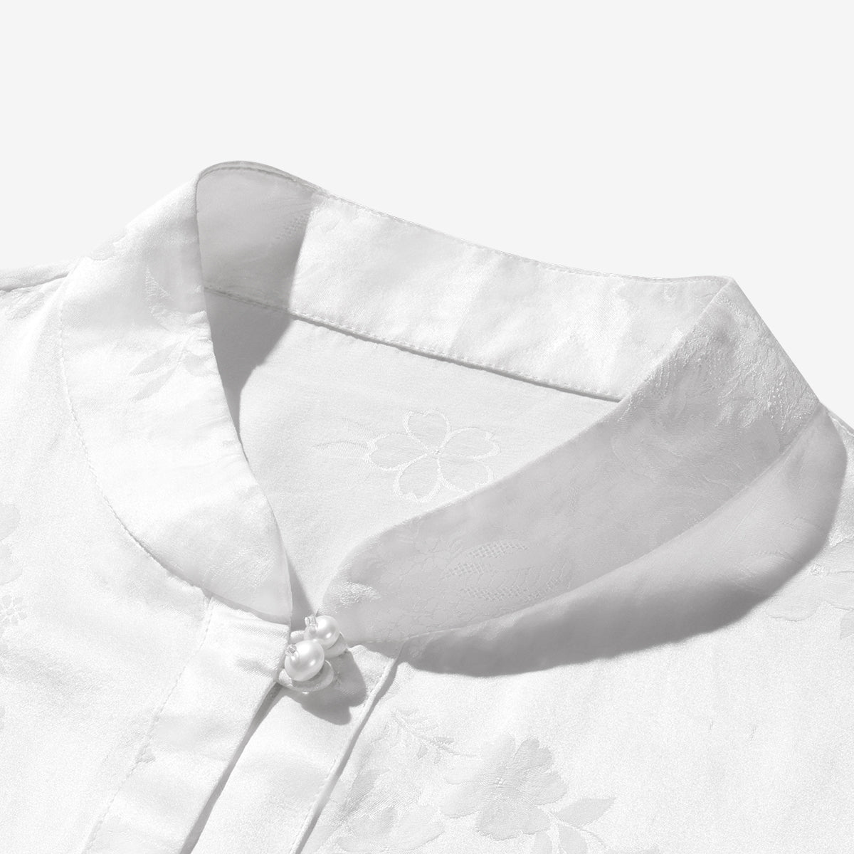 Camellia and Butterfly Jacquard Satin Shirt