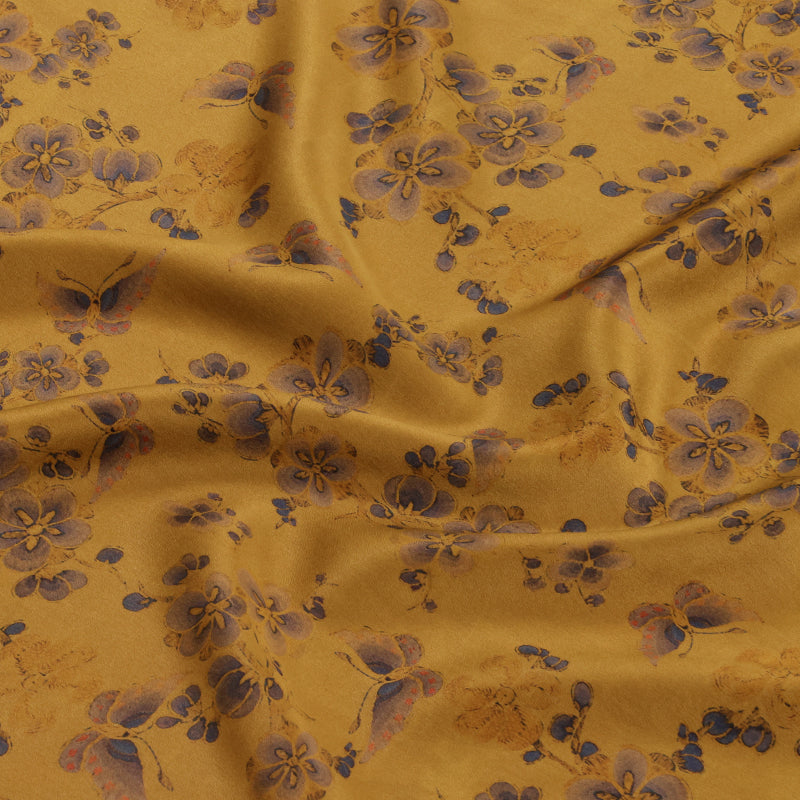 Gold based with blue floral pattern Xiangyunsha