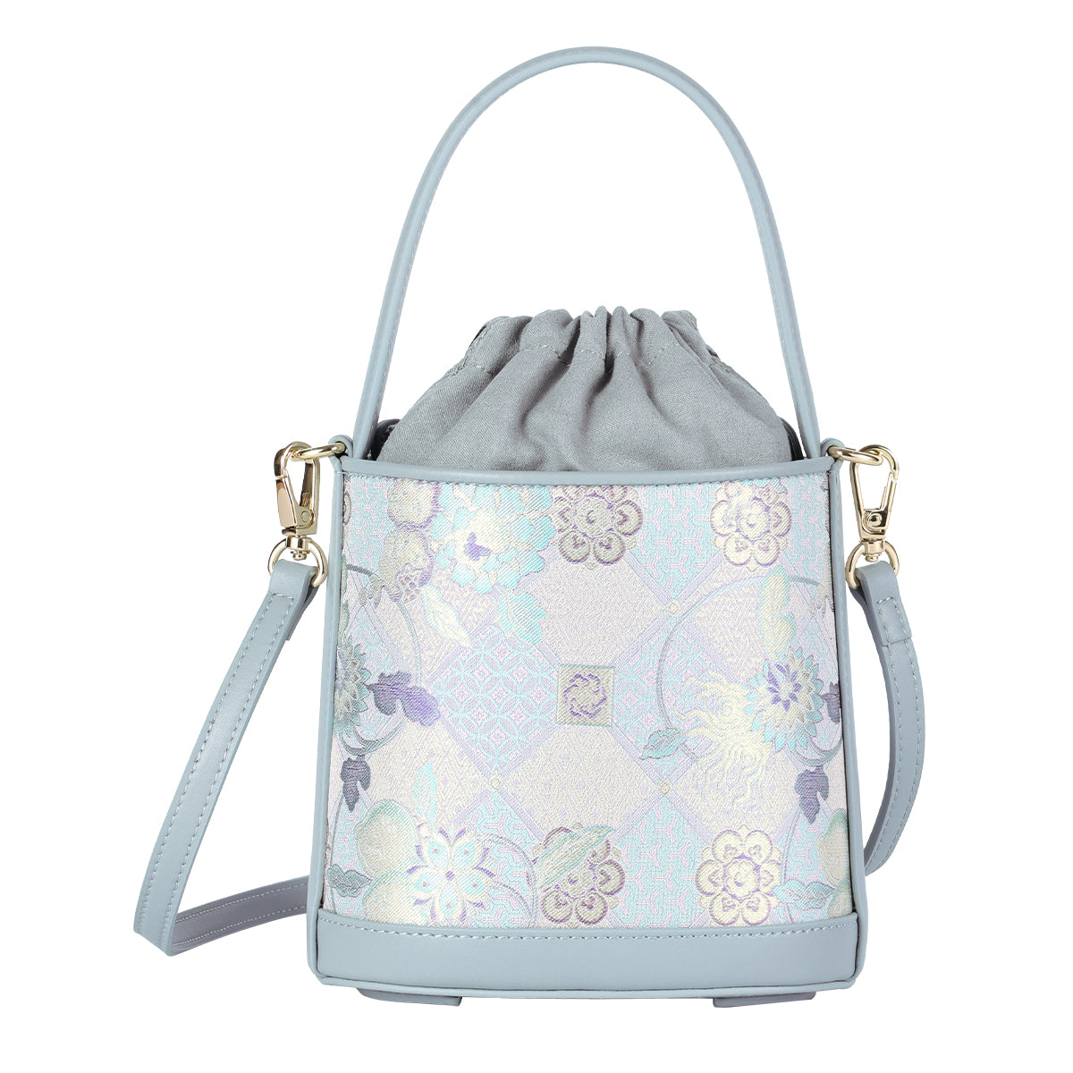 Purple Song Brocade Bucket Bag - Longevity, Prosperity and Abundant Blessings