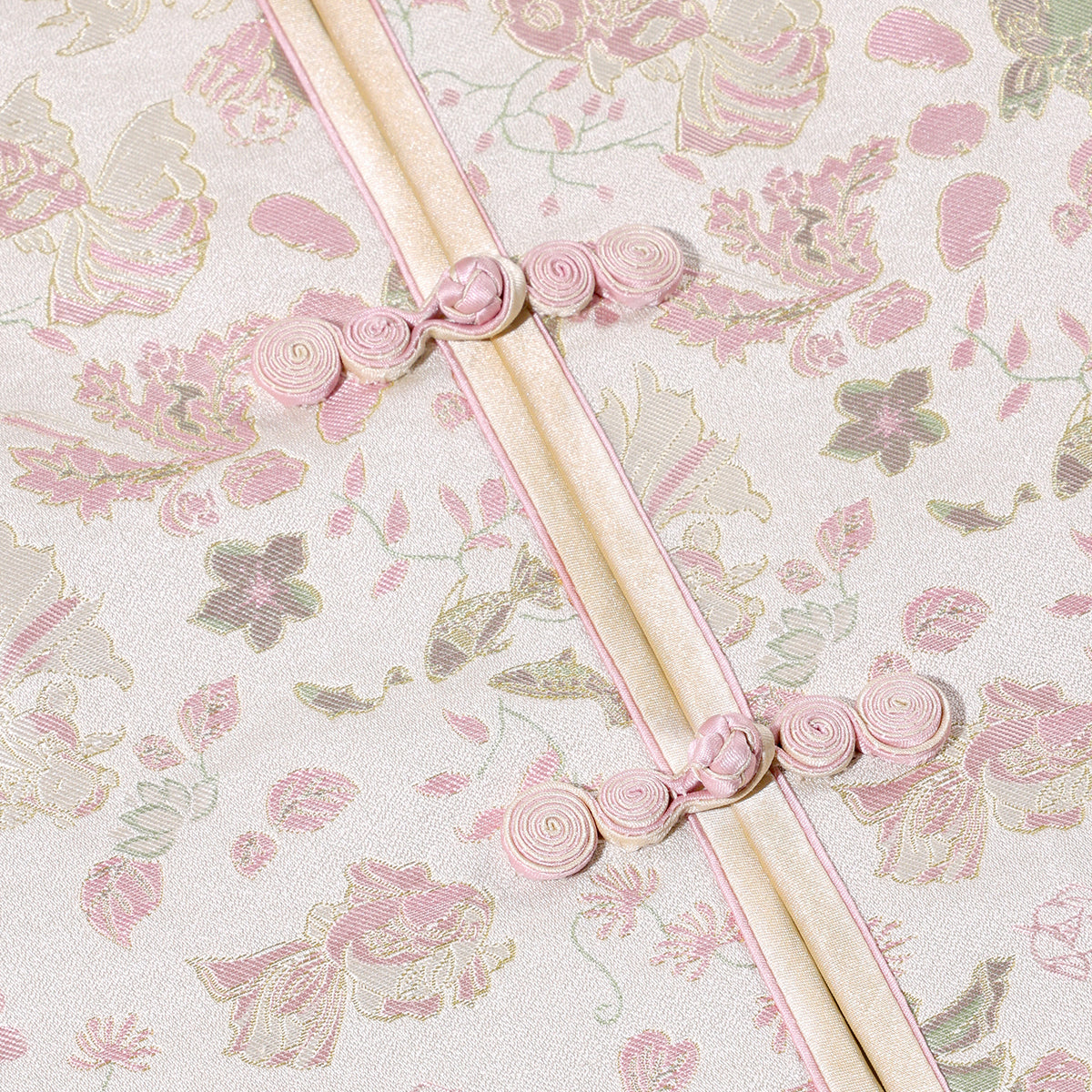 Pink Seaweed and Goldfish Front-opening Vest (Gourd-Shaped Buttons)