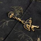 Bamboo and Swallows in Spring Sunshine (Black) Front-opening Vest