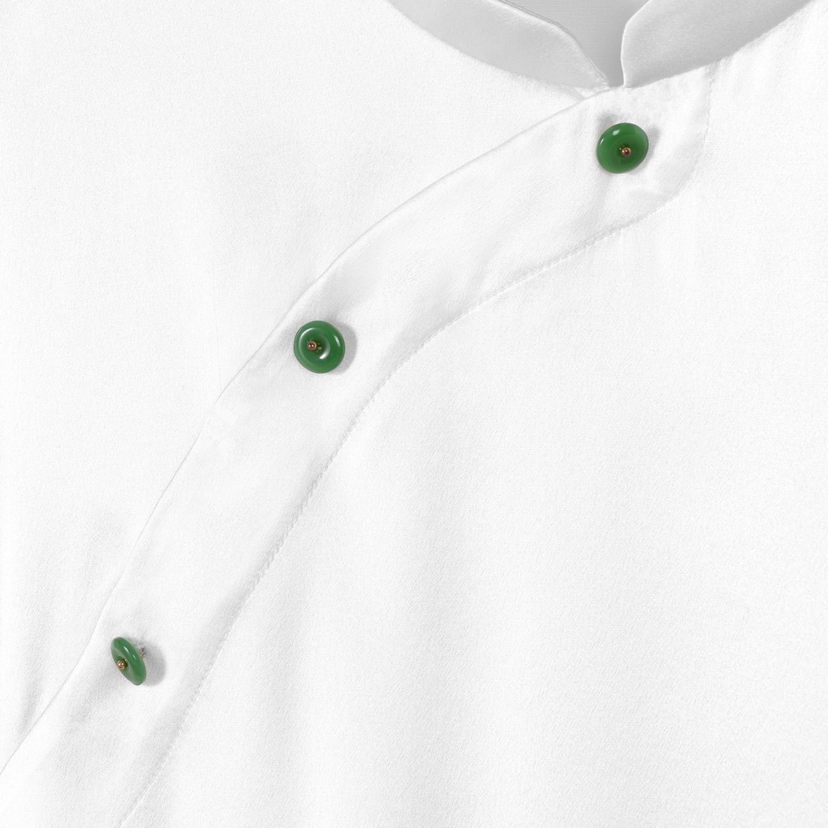 White Heavy Satin Side-fastening Blouse