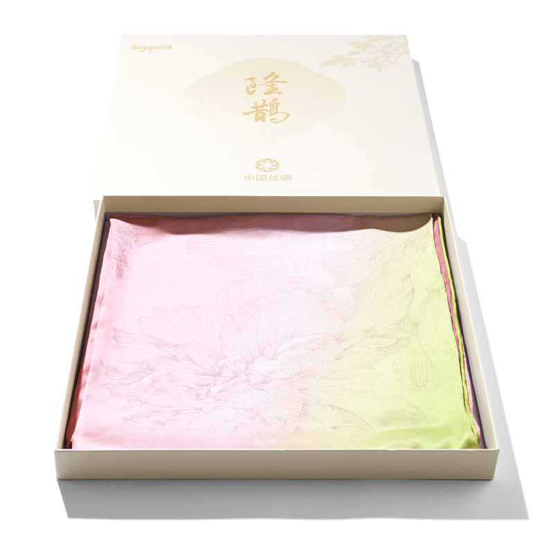Misty Pink Soft Petals of Peony Long Mulberry Silk Scarf