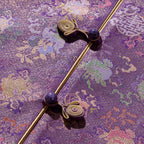 Purple Gold Song Brocade Vest - Ancient Coins & the Three Abundances