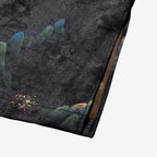 Long Xiangyunsha Silk Vest - Azure Peaks & Crane Whispers