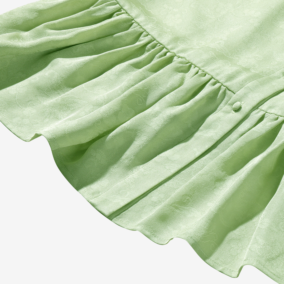 Luo Silk Babydoll Top - Flowers, Mist and Sleeping Butterflies (Green)