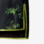Black Based with Intertwined Green Plants Wide-sleeved Top
