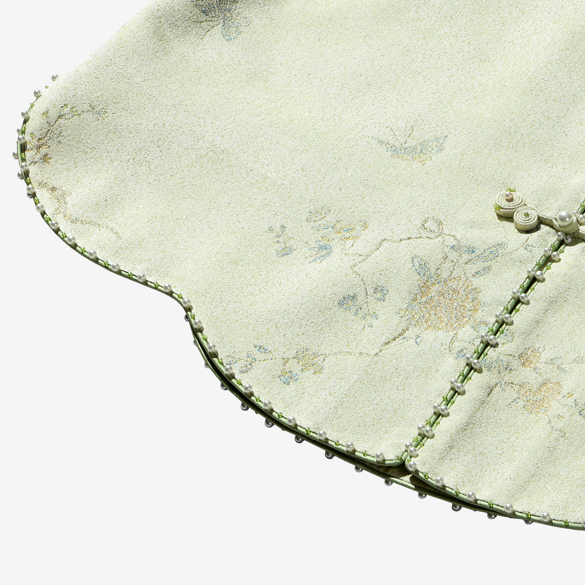 Luminous Gold Front-Opening Song Brocade Vest - Hibiscus&Butterflies