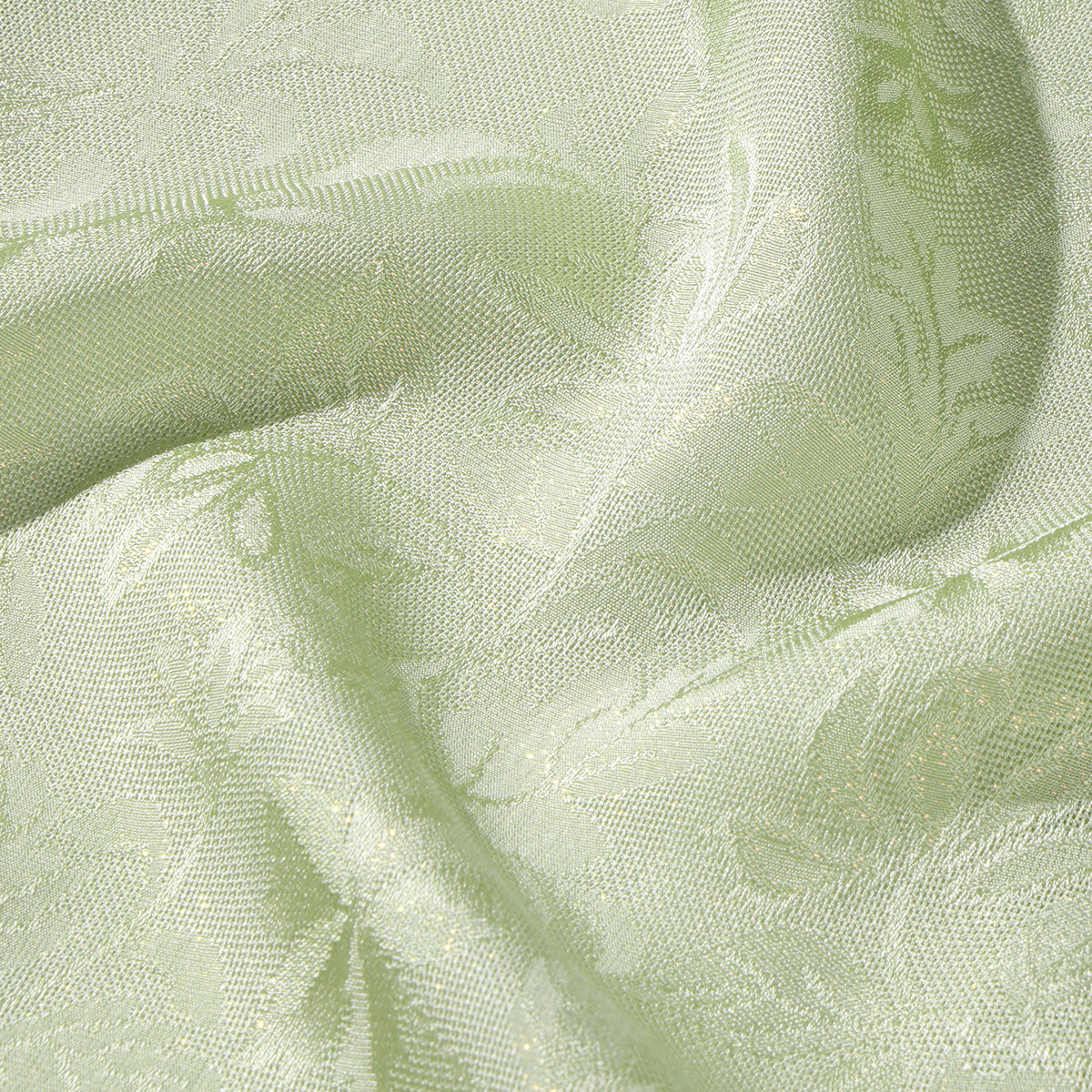 Women's Green Silk Luo Wide-Sleeve Top with Vines and Floral Shadows