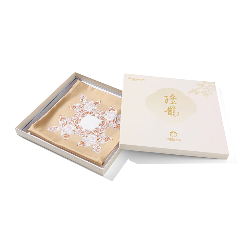 Two-Tone Interwoven Pattern Mulberry Silk Square Scarf for Women