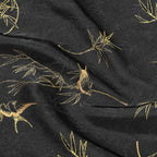 Bamboo and Swallows in Spring Sunshine (Black) Front-opening Vest