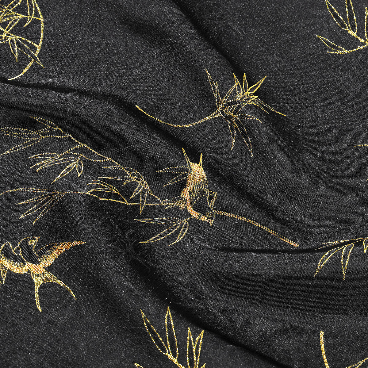 Bamboo and Swallows in Spring Sunshine (Black) Front-opening Vest