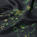 Black Based with Intertwined Green Plants Wide-sleeved Top