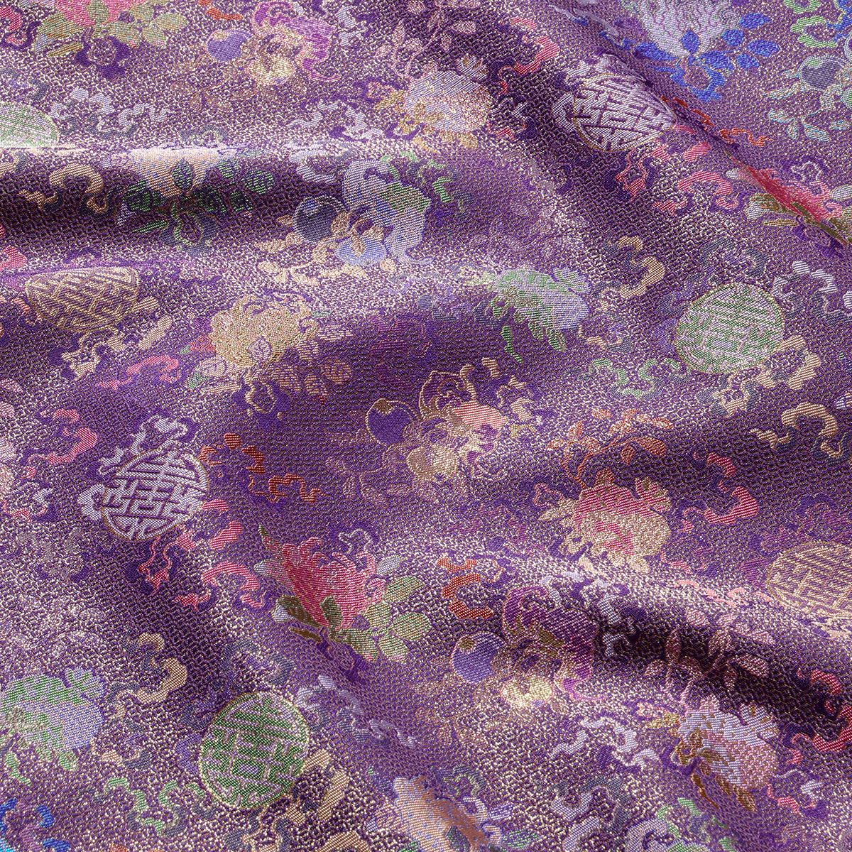 Purple Gold Song Brocade Vest - Ancient Coins & the Three Abundances