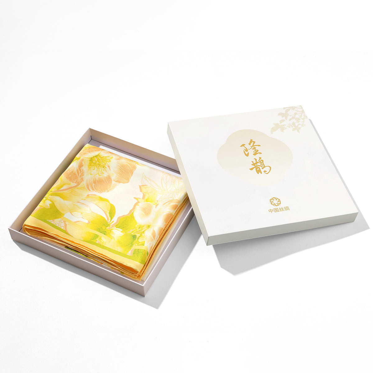 Golden Magnolia Herald the Spring Square Mulberry Silk Scarf