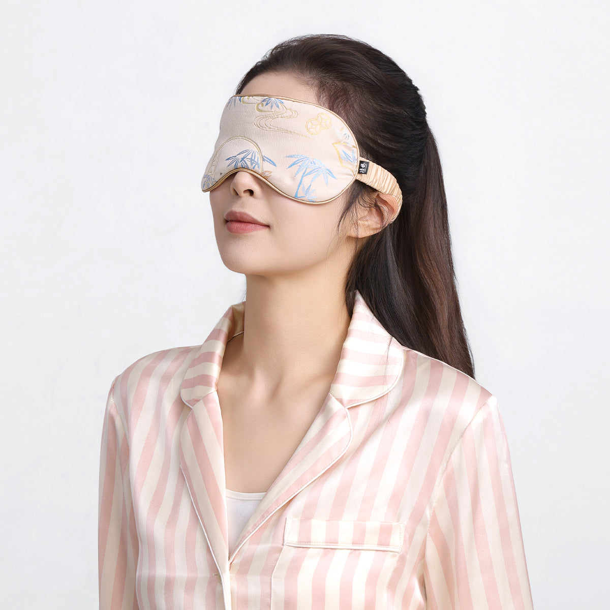 Panda Hugging Bamboos （Blue Bamboo Leaves）Eye Mask