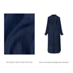 Dark Blue Plain Crepe Satin Xiangyunsha Dress