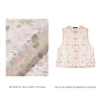 Pink Seaweed and Goldfish Front-opening Vest (Gourd-Shaped Buttons)