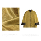 Reversible Gold-Satin Xiangyunsha Silk Straight-Front Top