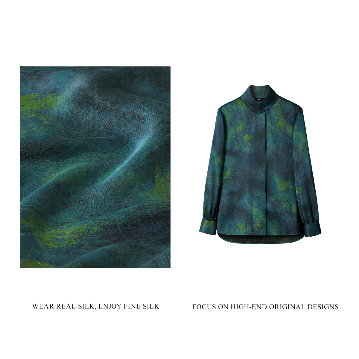 Blue and Green Gradient Xiangyunsha Blouse