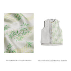 Front-Opening Song Brocade Silk Vest - Wind and Polygonatum Odoratum (Green)