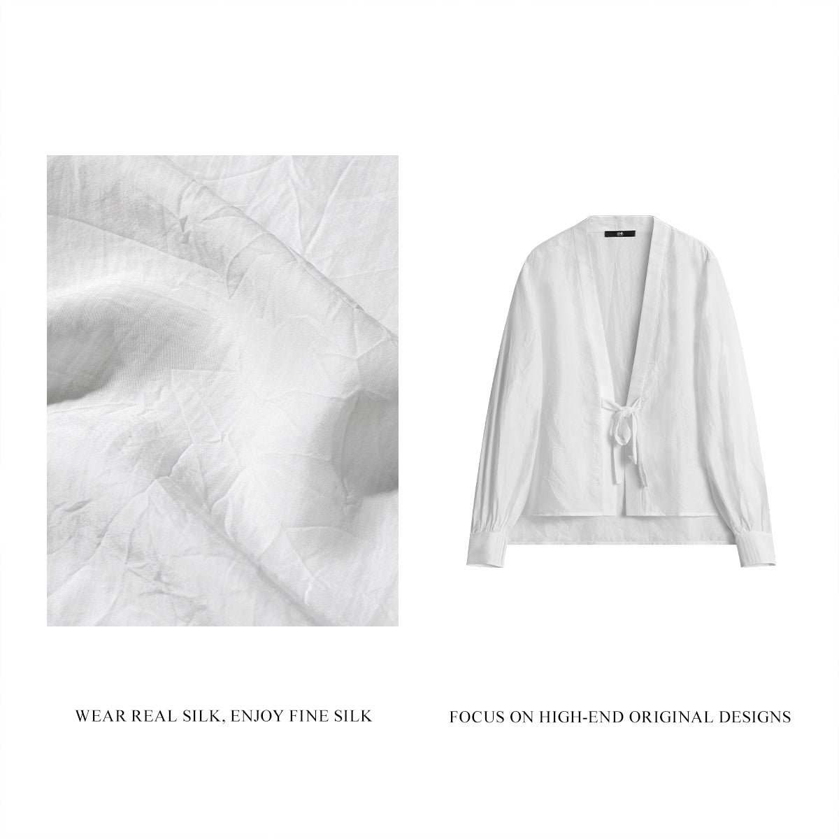 White Salt-Shrunk Textured Silk Top