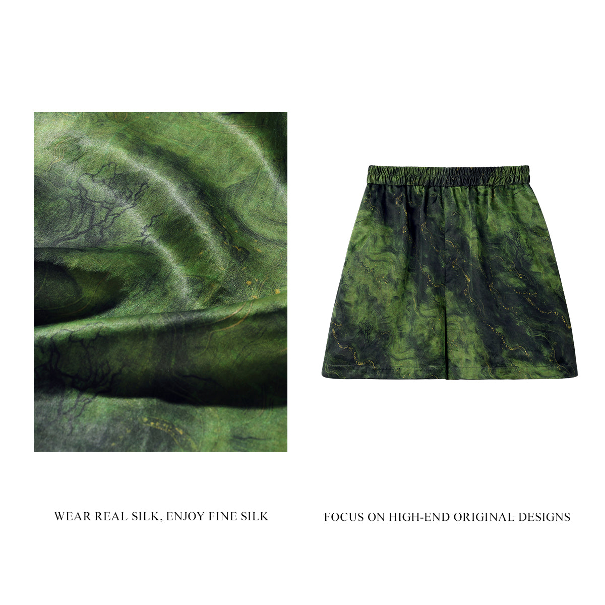 Green Base Loong Pattern Shorts