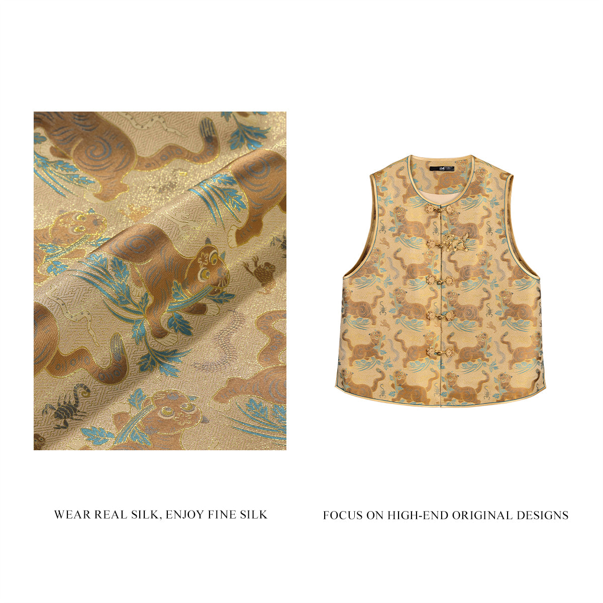 Tiger Quelling Five Venomous Creatures Flower Closure Vest