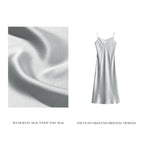 Silver Gray Silk Crepe Satin Cami Dress