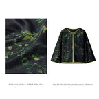 Black Based with Intertwined Green Plants Wide-sleeved Top