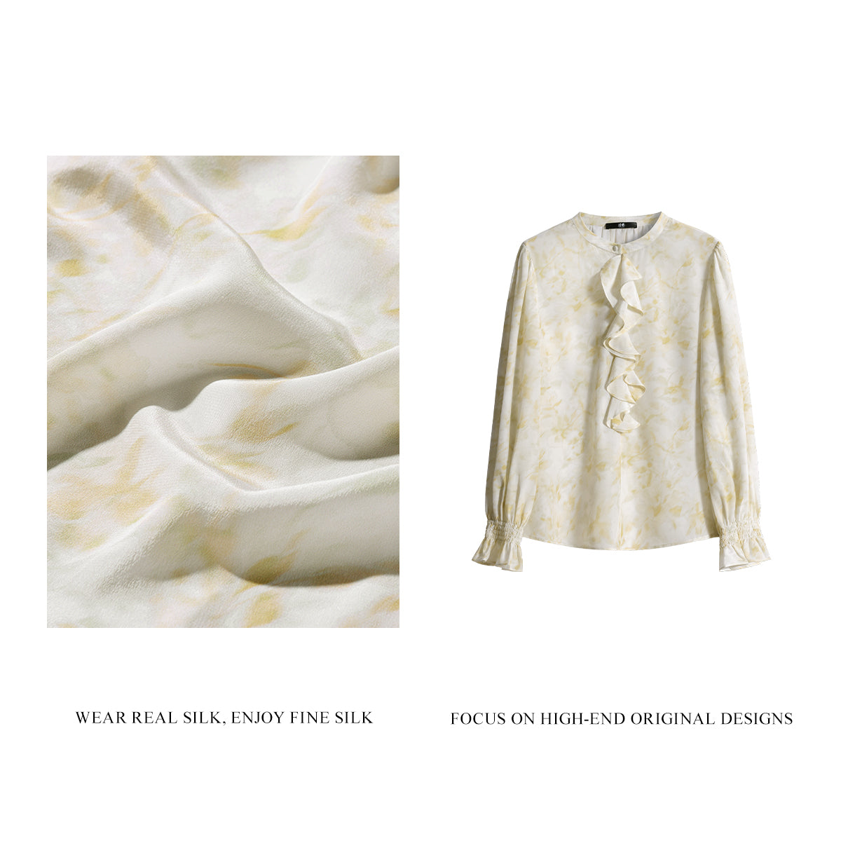 Double Silk Crepe Blouse - Misty Ripples