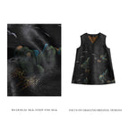 Long Xiangyunsha Silk Vest - Azure Peaks & Crane Whispers