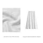 Silver-Woven Luo Silk A-Line Skirt - Elegant Leaves Shimmering