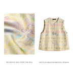 Warm Jade-Gold Song Brocade Vest - Ancient Coins & the Three Abundances