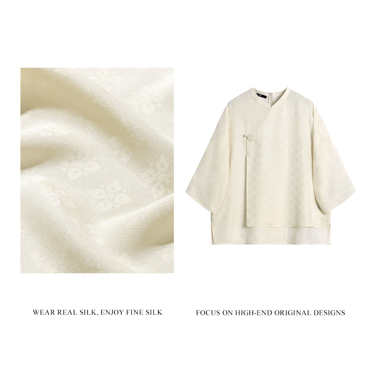 Linghua Reflects Gold (Gold Weaving) Three-quarter Sleeve Top