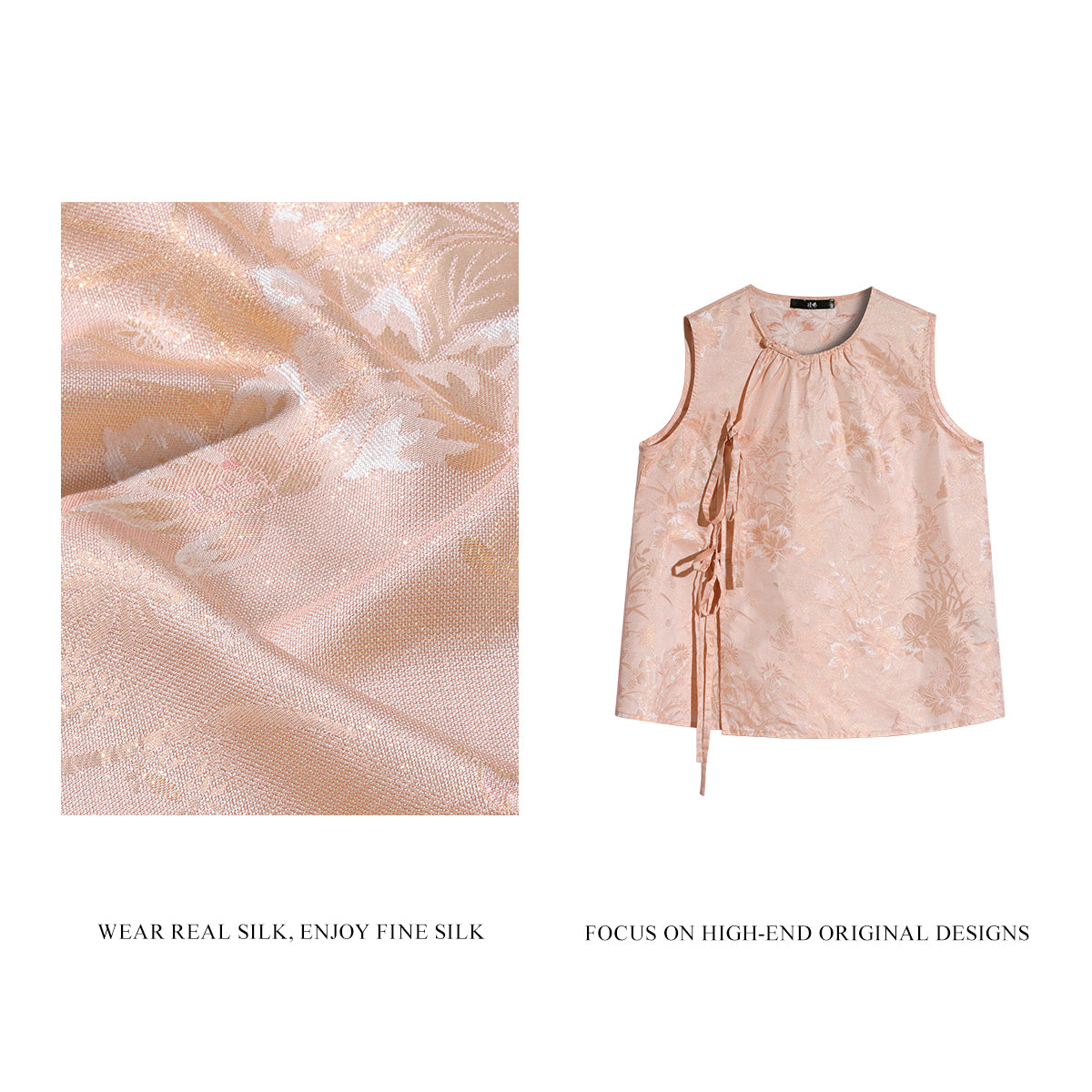 Lanhua-patterned Jacquard Sheer Sleeveless Top