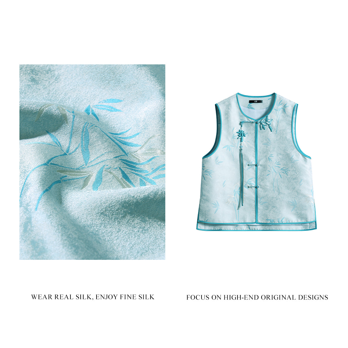 Straight-Front Song Brocade Silk Vest – Bamboo Glen Whispers